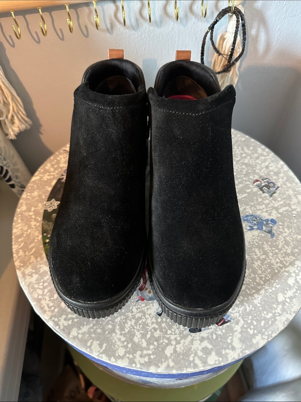 Ryka Black Suede Heeled Ankle Boots